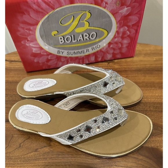 Summer Rio Shoes Big Girls Silver Bling Thong Sandals By Bolaro